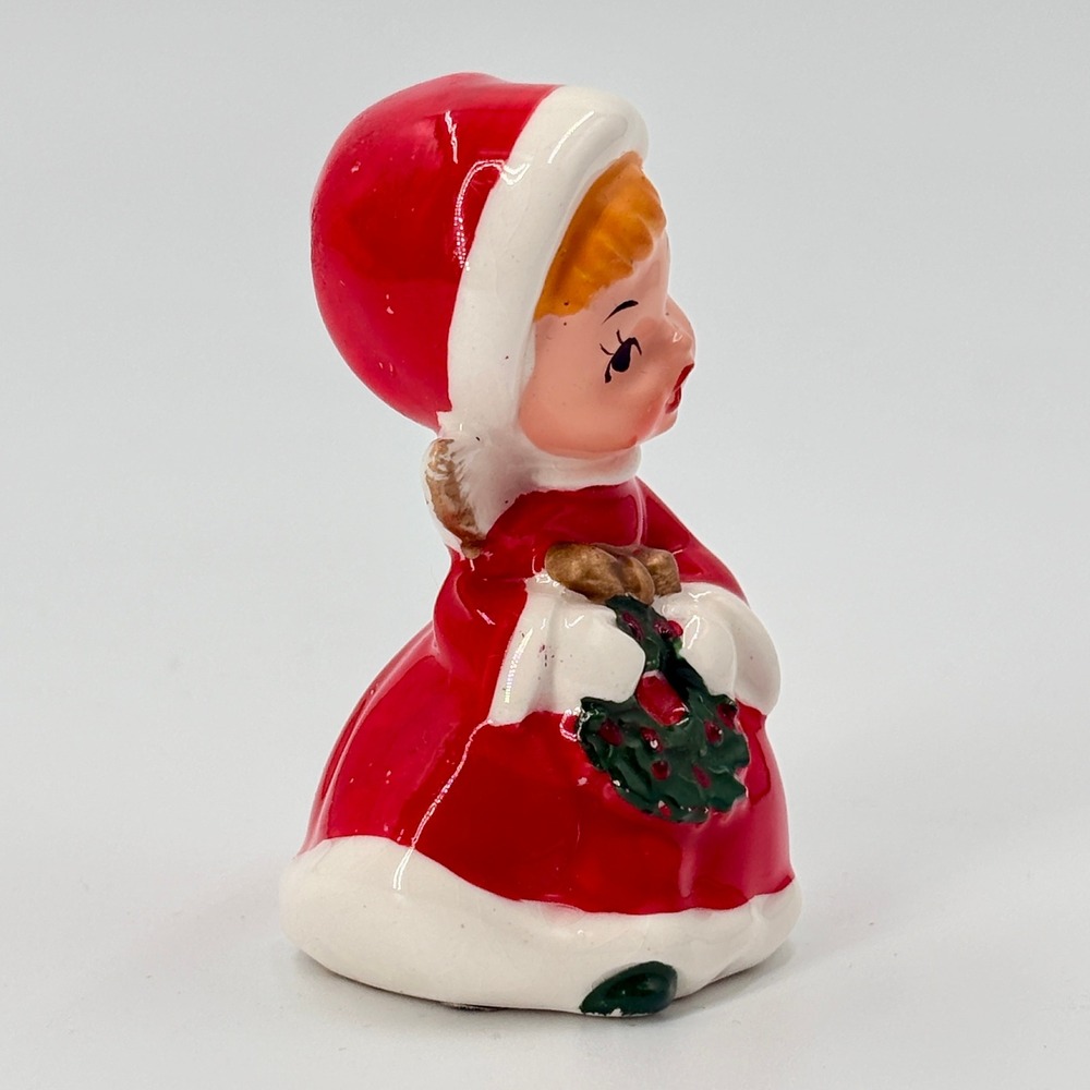 MCM Christmas Angel Figurine Napco Style Caroler Wreath Gold‎ Wings Japan - Picture 3 of 11